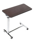 Heavy Duty Adjustable Overbed Table With Dead Simple Height Changes Non Tilt Wood Grain Top And Smooth Rolling Swivel Casters For Zero Hassle Room Moves, 30x15 inch.