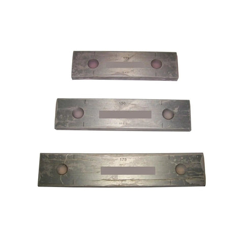 Heavy Duty Gauge Block Set Featuring Eight Hardened Tool Steel Setup Bars Spanning 125 To 500 Mm showing 125, 150, and 175 mm bars.