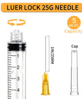 5ml Luer Lock Syringe Set With 25G 1 Inch Needle Individually Blister Sealed Pack Of 20 Durable Plastic Body Sterile Lab Supplies For Research And Craft Projects Not For Medical Use, 5 ml syringe with cap and needle