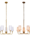 Matte Black Farmhouse Linear Island Chandelier With White Fabric Shade For Kitchen And Dining, sloped ceiling compatible, side view
