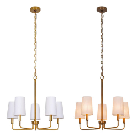 Matte Black Farmhouse Linear Island Chandelier With White Fabric Shade For Kitchen And Dining, sloped ceiling compatible, side view