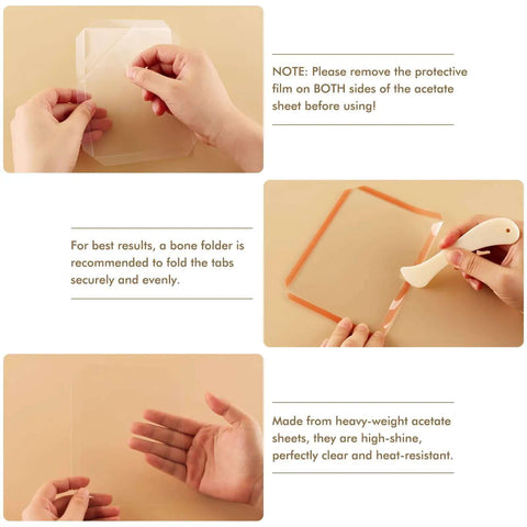 Hands holding clear acetate sheets for Flat Shaker Covers And Nesting Circle Dies For Shaker Card Making And DIY Scrapbooking