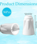 White ceramic wire connector nut, porcelain high-temp, 36 pcs; front and side views with 0.9 cm inner diameter and 1.5 cm height.
