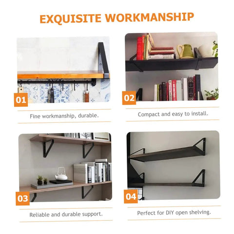 Hefty Corner Brace Shelf Brackets 2 Pack Beefy Triangle Wall Mounts For Floating Shelves displaying installation examples.