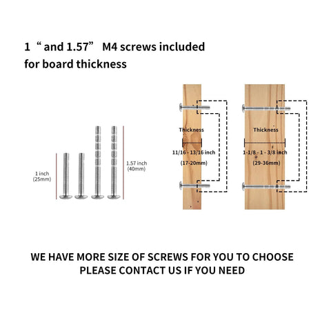 Diagram showing screws with 1 inch and 1.57 inch length for 10 Pack Cabinet Knobs In Brushed Nickel And Gold Finishes with T Bar Pulls.