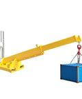 Heavy Duty Forklift Jib Boom Crane With 8800 Lb Capacity lifting blue container with telescopic arm and truss hoist.