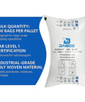 Industrial Dunnage Air Bags 48 By 72 Inches 600 Unit Case, AAR Level 1 Certified Inflatable Void Fill For Cargo, Heavy Duty Poly Woven Material For Truck Rail And Freight Shipping Pallet Load, shown with specifications and contact info.