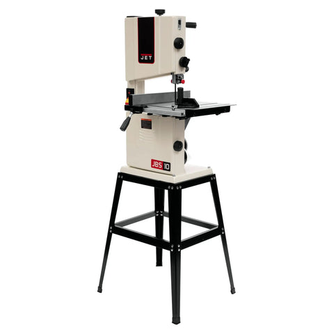 10 Inch Woodworking Band Saw With Stand For Home Shop Use One Half Horsepower Induction Motor 115 Volt Single Phase Benchtop Or Floor Stand Setup Heavy Duty Workhorse For Precise Ripping And Resawing Projects