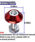 Dope 4 Pack M6 License Plate Screws for Cars Trucks and Motorcycles built from heavy duty aluminum alloy, showing size dimensions.