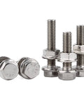 Stainless Steel M6 External Hex Head Flange Bolts And Nuts Kit 20 Sets M6x45 showing enlarged flange washer head