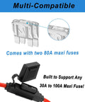 Built Tough 2 Pack 6 Awg Maxi Fuse Holder With Two 80 Amp Fuses, featuring 80A fuses and versatile cable connectors.