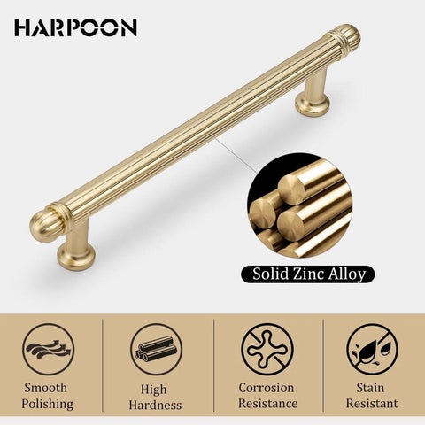 6 Pack Vintage Kitchen Cabinet Handles Antique Brass Bar Pulls With 5 Inch Hole Center, 6.77 Inch Long Drawer Pulls, Zinc Alloy