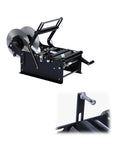 Upgrade Your Packaging Game With This Super Quick Manual Bottle Labeling Machine. Handheld handle applicator, black metal.