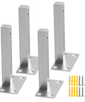 Straight Heavy Duty Black Floating Shelf Brackets Solid Stainless Steel Wall Mounted Supports in a set with screws and anchors.
