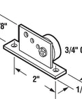 Diagram of Tub Enclosure Sliding Door Roller And Bracket Kit With Three Quarter Inch Flat Edge Nylon Tires And Steel Ball Bearings In Extruded Aluminum Bracket Two Pack Replacement Set For Smooth Shower Door Operation dimensions.