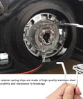 9 Pack Stainless Steel Bulb Retaining Spring Clips For Headlights shown securing headlamp in vehicle socket