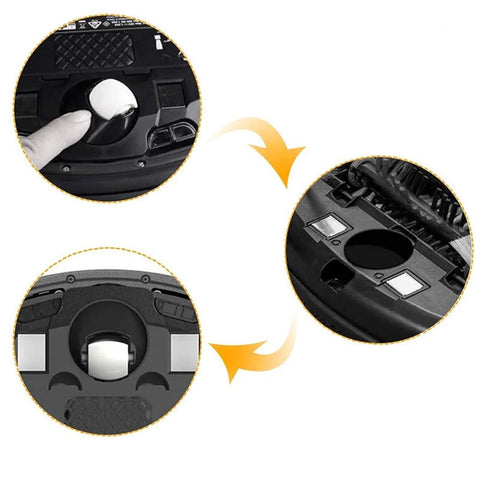 Roomba front wheel caster assembly (2 pcs) compatible with 500–900 series; shown installed and close-up views.