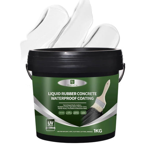 Tough As Nails Roof Waterproof Sealant And Liquid Rubber Membrane For Concrete Metal And RV Roofs With Self Leveling Formula That Catches Leaks Easy Peasy And Delivers Knockout Elastic Protection White Finish 1KG bucket with brush.