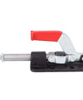 Heavy Duty Push Pull Toggle Clamp For Welding And Fabrication, iron and plastic construction, side view with red handle