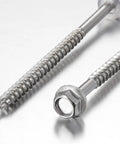 Heavy Duty 10x1 Hex Head Self Tapping Wood Screws Rust Proof 410 Stainless Steel Fasteners 250 Pack on a silver background.