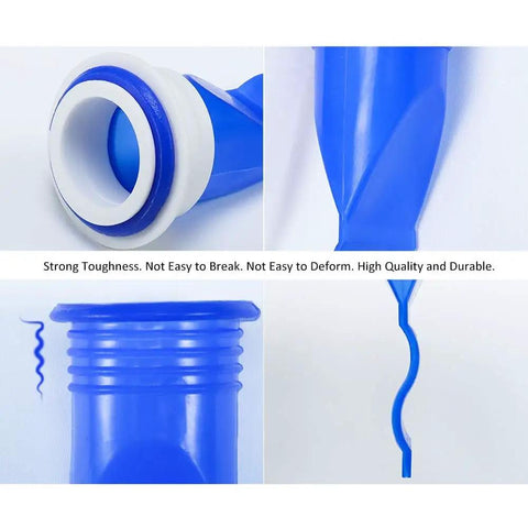 Close-up of Adjustable Silicone Floor Drain Trap With One Way Backflow Preventer Valve showing ring sizes and blue silicone material.
