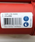 Red Adhesive Cartridge Holder HIT-CR-500 showing barcode and labels for HDM Manual Dispenser, heavy-duty secure clip design