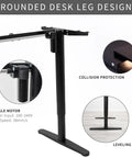 VIVO Electric Standing Desk Frame Single Motor Height Adjustable Workstation Base With Memory Settings Fits 41-74 Inch Tops strong black steel legs with rounded design.
