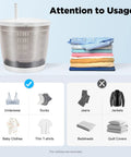No Sweat Hand Crank Washing Machine Two In One Manual Washer And Spin Dryer Road Trip Ready Ultra Light Portable Mini Laundry Pal Grey with usage guide for clothes.