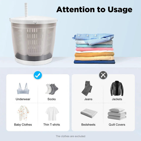 No Sweat Hand Crank Washing Machine Two In One Manual Washer And Spin Dryer Road Trip Ready Ultra Light Portable Mini Laundry Pal Grey with usage guide for clothes.