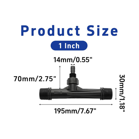 Dimensions of 2 Pack 1 Inch Venturi Fertilizer Injector With Barbed Fittings For Irrigation Systems Garden And Hydroponics Mixer