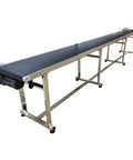 110V PVC Belt Conveyor With Double Guardrail 177 Inch Length 15.7 Inch Width Stainless Steel Belt Anti Static Design Adjustable Speed
