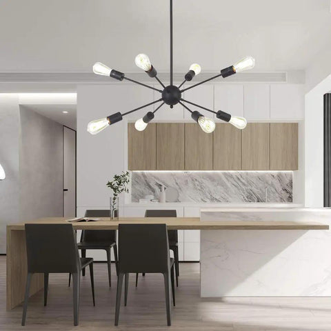 Black Sputnik Chandelier 8 Light Ceiling Fixture For Kitchen Dining Living Room Dope Modern Industrial Pendant Lighting