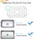 Heavy-Duty Stainless Steel Sink Grid Protectors For Single Bowl Kitchen Sinks, Center Drain Design diagram with corner radius