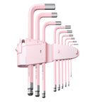 Pink 9-Piece Allen Key Set With Long Ball End Cr-V Wrenches, Color-Coded Hex Keys From 1.5mm To 10mm on display