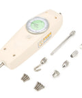 200N Analog Dynamometer Force Tester For Push And Pull Measurements In Electronics Manufacturing And Light Industries A Handy Accurate Load Testing Tool For DIYers Makers And Designers with accessory tips