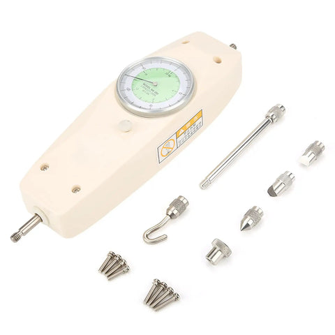 200N Analog Dynamometer Force Tester For Push And Pull Measurements In Electronics Manufacturing And Light Industries A Handy Accurate Load Testing Tool For DIYers Makers And Designers with accessory tips