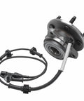 4WD Front Wheel Bearing Hubs Replacement Set For Ford Ranger Explorer Sport Trac Mercury Mountaineer And Mazda B4000 Pair Hubs With ABS Beefed Up Wheel Hub Assembly For Easy Install showing a hub with ABS sensor wiring and 5-bolt pattern.