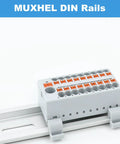 20 Pack 13 Inch Aluminum DIN Rails For Electrical Panels 35mm Wide by 7.5mm High Slotted Carrier with mounted block