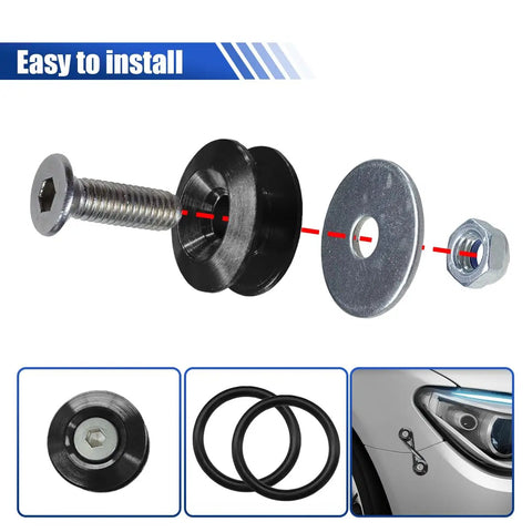 Universal Car Bumper Quick Release Clips Kit With Washer And Stainless Steel Screws For Front And Rear Bumpers Trunk Fenders Hatch Lids