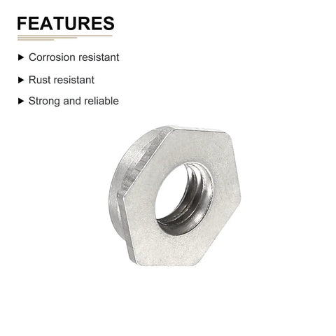 M4 X 0.7 Self Clinching Standoff Nuts 25 Pack For Construction Industry Carbon Steel Passivation Silver Hexagonal Side View