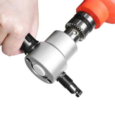 Close-up of Dope Double Head Metal Nibbler Cutter With Nonslip Handle Fits Electric Drill for precise metal cutting.