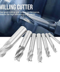 7-piece set of HSS roughing end mills with 4 flutes for CNC milling, includes M6–M20 sizes
