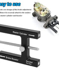 Heavy Duty Car Brake Adjustment Tool Featuring Adjustable Push Rod Booster And Master Cylinder Pins, black steel design, easy attachment.