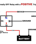 Diagram of Normally OFF Relay with Positive Trigger for 4 Pin 80 To 60 Amp 12VDC Waterproof SPST Automotive Relay Kit.