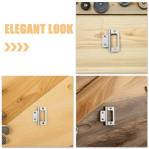 12 Piece Stainless Steel Cabinet Door Hinges Set Quiet Flush Self Closing For Wardrobe And Office Use 51x25x1.2mm