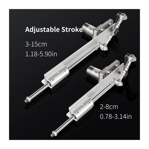 Rock Solid Electric DC Telescopic Linear Actuator Dead Simple Reciprocating Motorized Cylinder with adjustable stroke 3-15cm and 2-8cm.