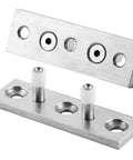 Double Wheel Barn Door Floor Guide for Smooth Sliding Doors in stainless steel, showing hardware fitting and track guide components.