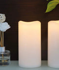 Flameless LED Pillar Candles With Hemp Rope And Remote Timer Real Wax Battery Operated Candles With 3D Flicker Wick on shelf