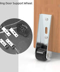 Heavy Duty Vertical Track Roller Wheels For Sliding Door Sagging Support Rock Solid Carbon Steel Build Runs Slick Every Time Easy Setup Replacement That Handles Heavy Loads Smoothly showing support wheel, mounting brackets and screws.