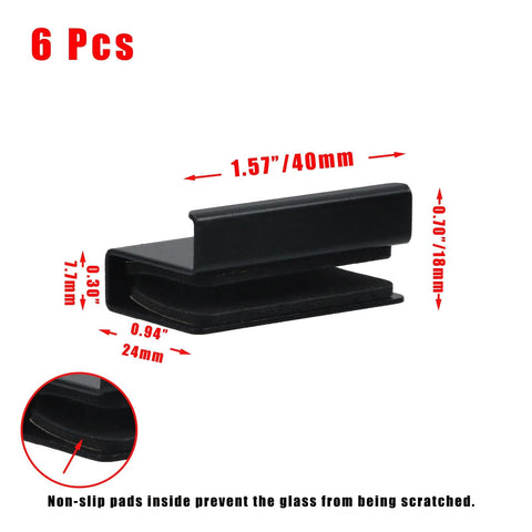 6 Pcs 1.57 Inch Glass Finger Edge Pulls For 5 To 6mm Thick Glass Doors Polished Chrome Finish Easy Install Clips side view